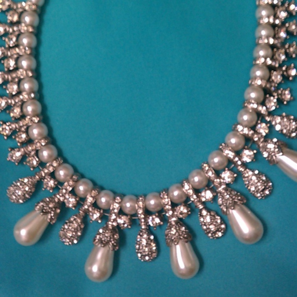 Wedding Pearl and Rhinestone Bride Necklace